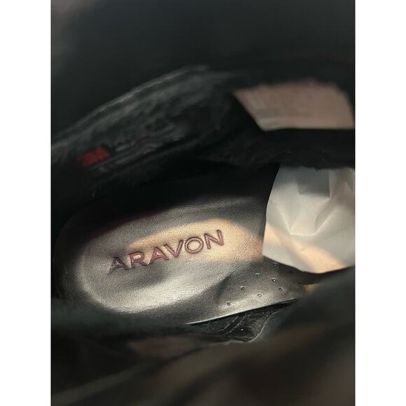 Aravon Women's Black Leather Fairlee Waterproof Ankle Boot Sz 9 - Picture 7 of 10